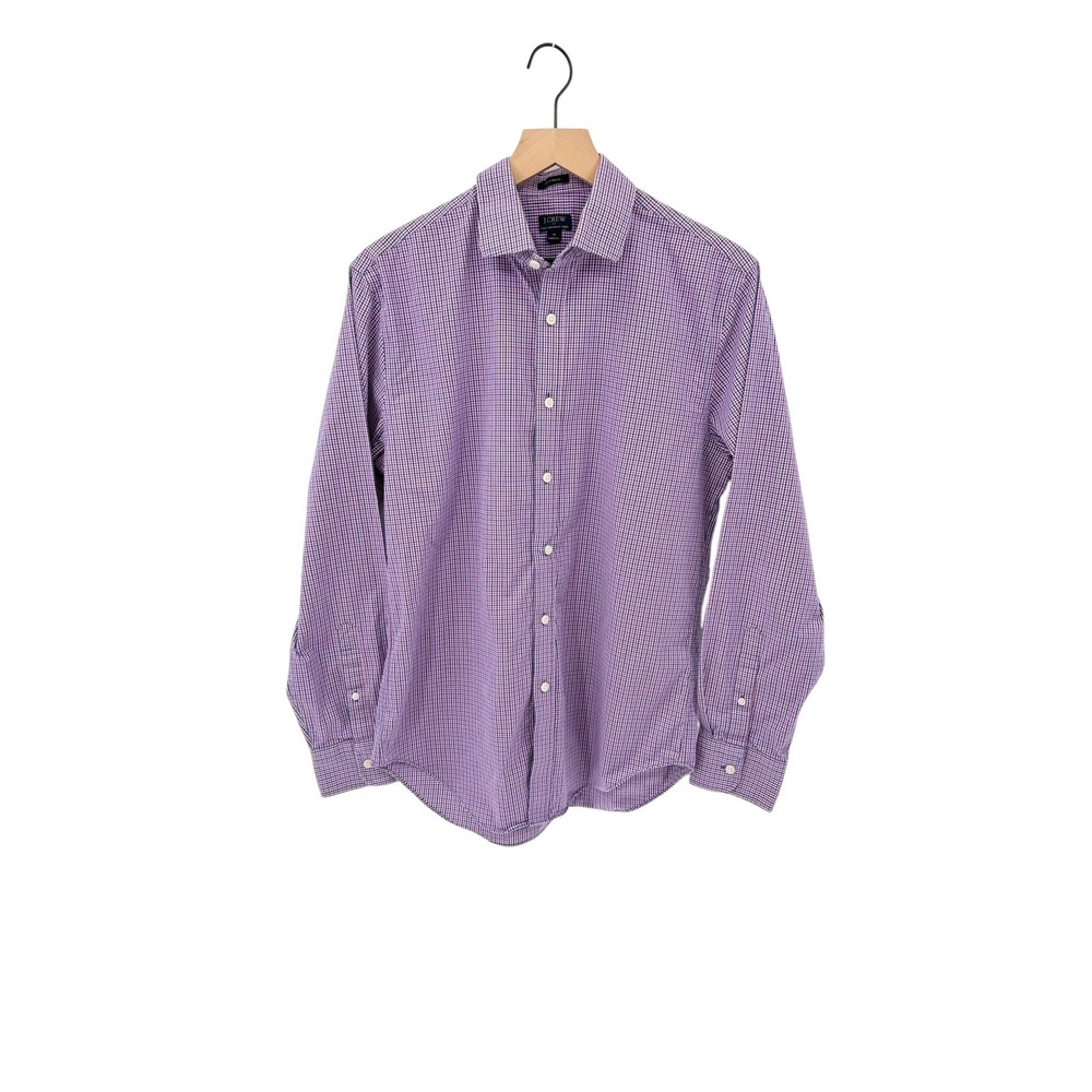 J.Crew Button Down Shirt Men's M Purple Stripe Gingham Flex Wrinkle Free Preppy